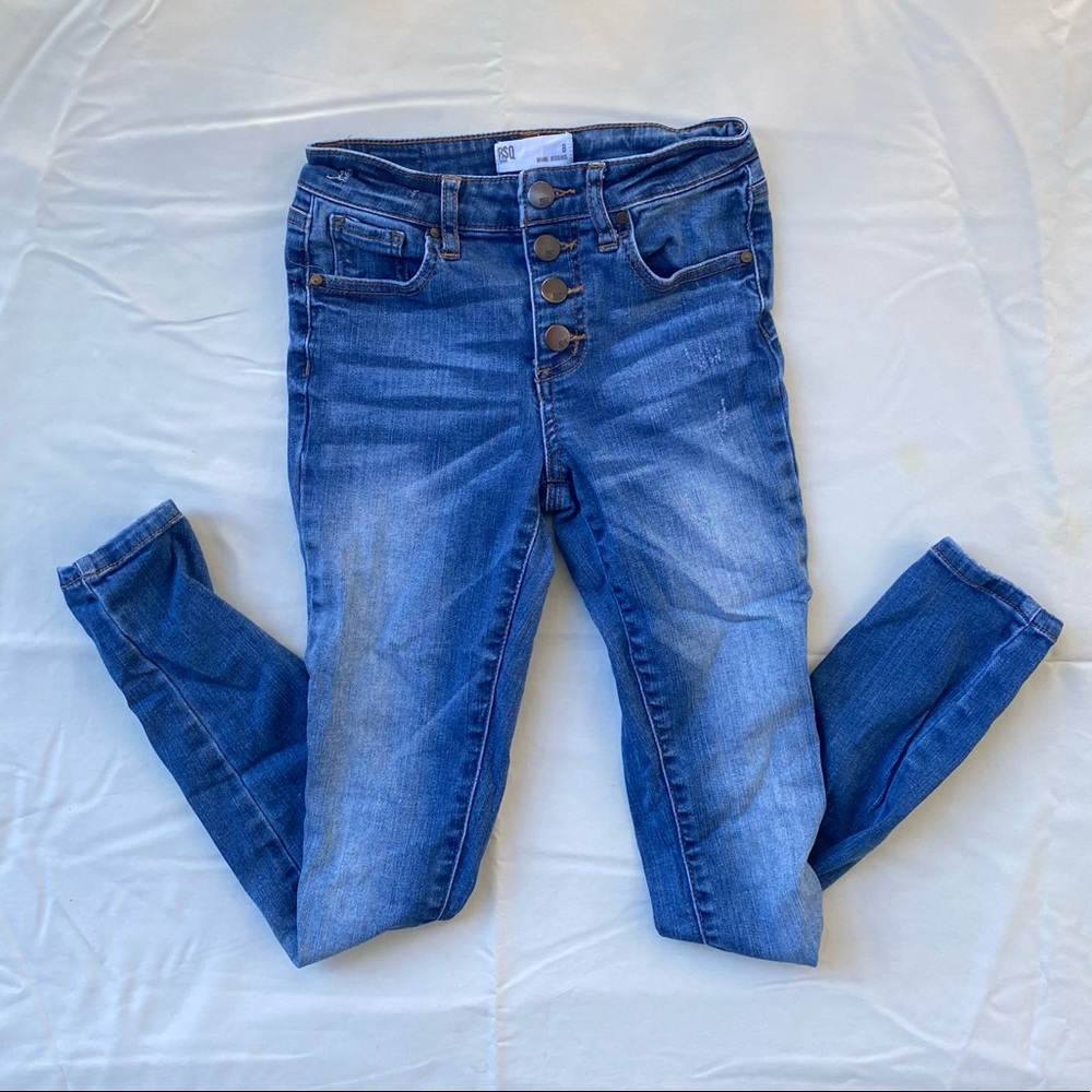Girls RSQ Tilly’s Medium Wash Miami Jeggings with Buttons